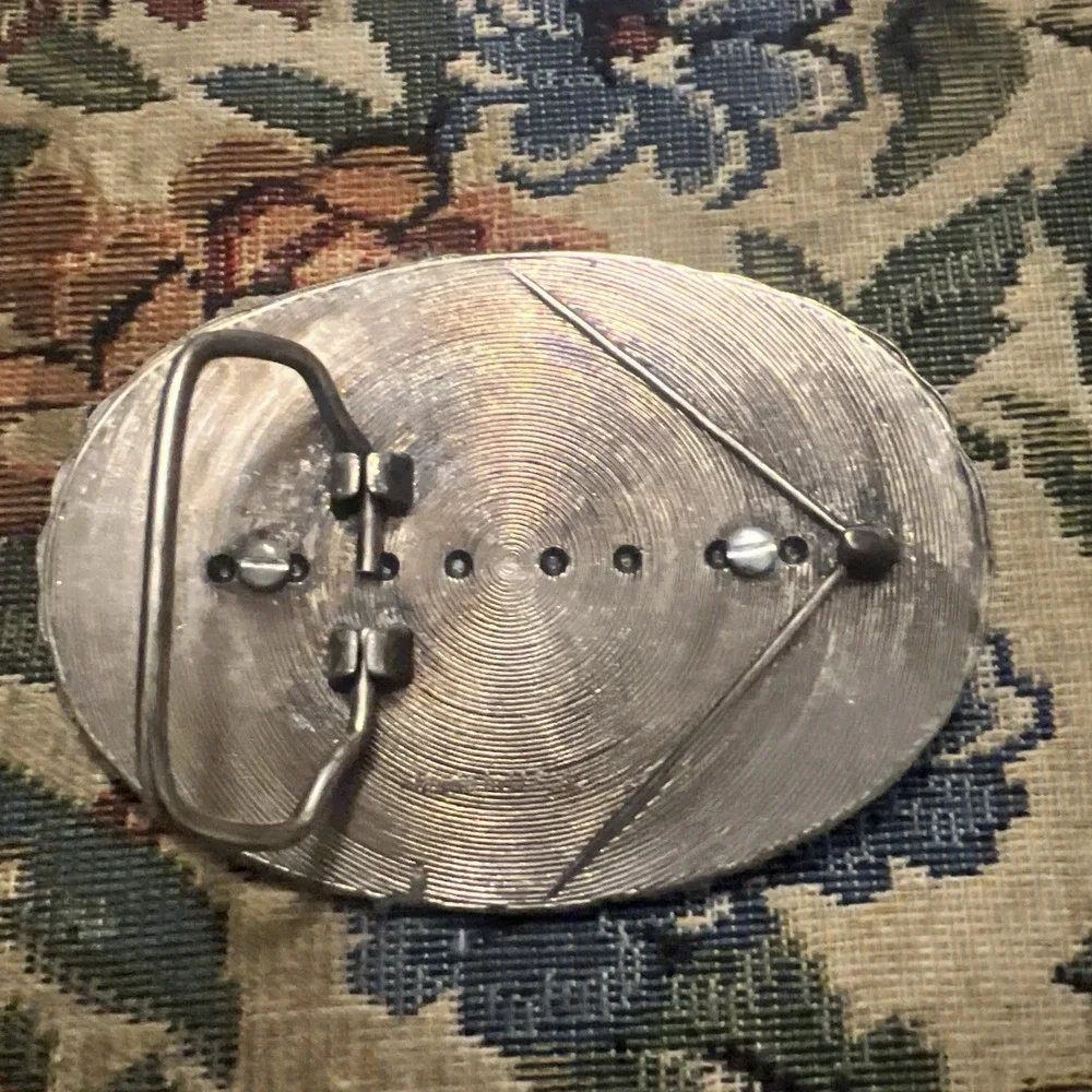 Vintage Western Belt Buckle Silver Tone for Silver Dollar 39mm Stone NOS USA
